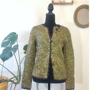 Susan Bristol multicolored green sweater cardigan